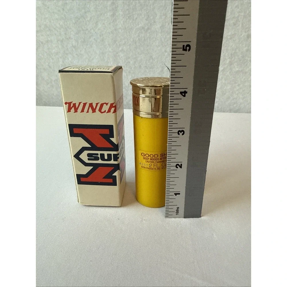 Vtg Avon Good Shot Winchester Super X Shotgun Shell Bottle Yellow Decanter W/Box